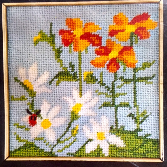 Spinnerin Yarn Company Other - Spinnerin “Orange Flowers” vintage needlepoint kit